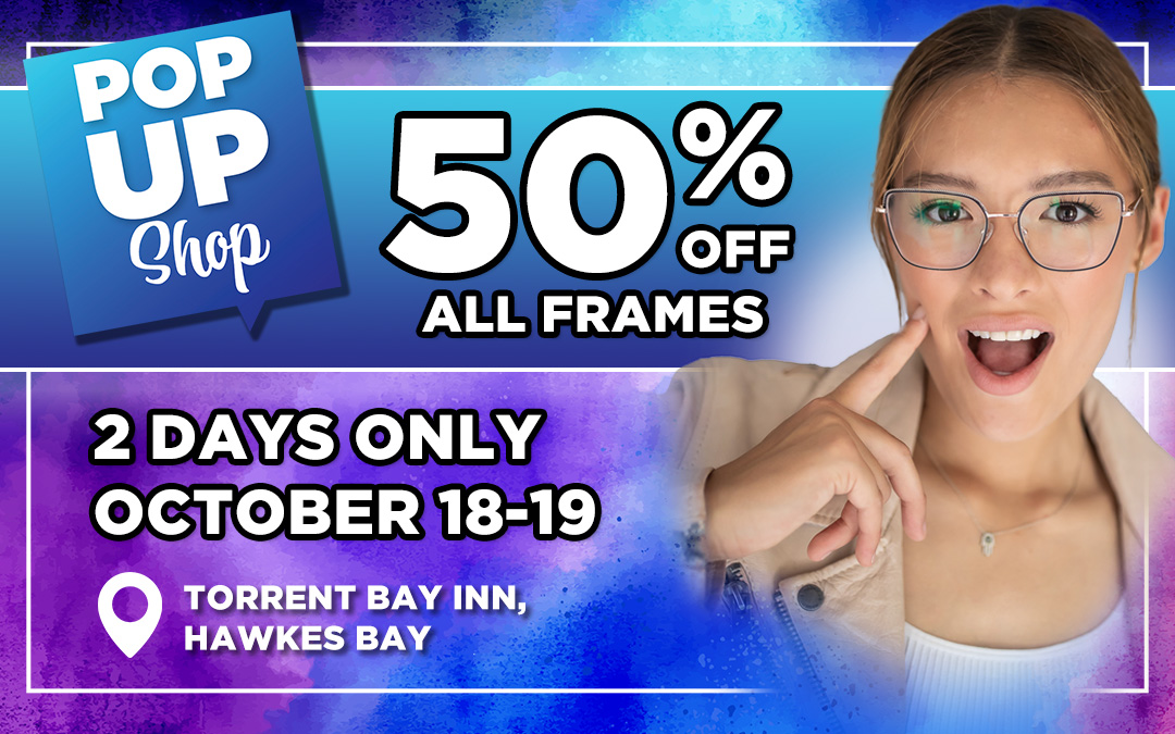 Banner image for Hawkes Bay, NL pop-up shop for eywear. 50% off all frames for men women and children in Hawkes Bay, NL